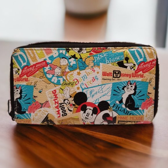 Mickey Mouse & Friends Wallet Colorful Disney Parks Classic Faux Leather Wallet - Picture 2 of 16